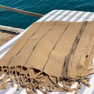 Simpuna Dark Taupe Cotton Peshtemal (Beach Towel) with Stripes